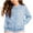 Light Blue, variant on Girls Sequin Carnival Bomber Jacket Sparkly Long Sleeve Casual Full Zip Up Coat Loose Lightweight Fall Winter Outerwear with Pocket
