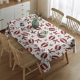 thumbnail image 2 of Football and Ribbon Shapes Pattern Rectangle Tablecloth 60"x84",Waterproof Polyester Rectangle Table Cloth, Wipeable Spillproof Polyester Tablecloth for Dining, Camping, Indoor and Outdoor, 2 of 5