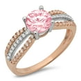 thumbnail image 2 of 1.27 ct Round Cut Simulated Pink Diamond Solitaire with Accents Engagement Ring for Women in 18K White/Rose Gold, 2 of 2
