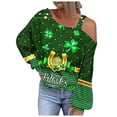 thumbnail image 2 of Hauts de Sortie pour Femmes Mode Chandail Imprimé de la Saint-Patrick pour Femmes Chemise à Épaules Dénudées Graphique à Manches Longues, 2 of 5