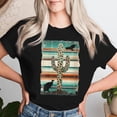 thumbnail image 2 of Serape Cactus Print T-Shirt, Green Leopard Western Saguaro Cactus Tee for Women, Southwestern Style Graphic Shirt, Trendy Desert Plant Apparel, Cute Nature Inspired , Size 4XL, Color Black, 2 of 3