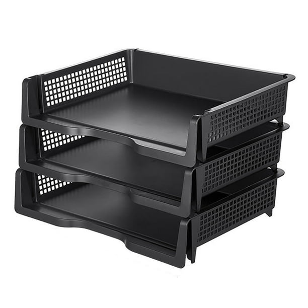 Pen+Gear Stackable Plastic Letter Trays,Black,2 Count,Desktop File