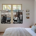 thumbnail image 3 of Teal Brown Deer Silhouettes Kitchen Curtains 45 Inch Length, Trees Wooden Retro Farmhouse Tiers Curtains for Bathroom Bedroom Cafe, Light Filtering Small Window Treatment Drapes 2 Panels 42"Wx45"L, 3 of 8