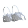 thumbnail image 2 of 2 Pieces Romantic Bowknot Flower Basket Portable Wedding Party Engagement Ceremony Ring Bearer Baskets Solid Color White, 2 of 10