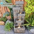 thumbnail image 3 of 44.5 Inches Modern Fountain 4 Tired Floor Standing Outdoor Fountain with Lights Pump for Garden Patio Backyard Porch Home Art Decor, 3 of 6