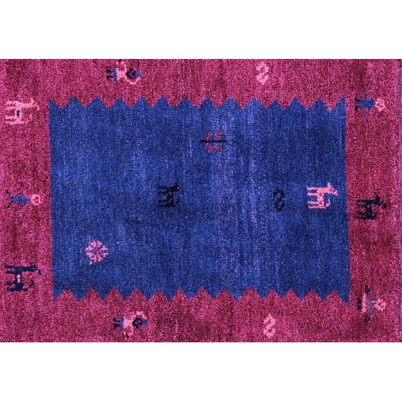 Ahgly Company Indoor Rectangle Abstract Purple Modern Area Rugs, 2' x 5'