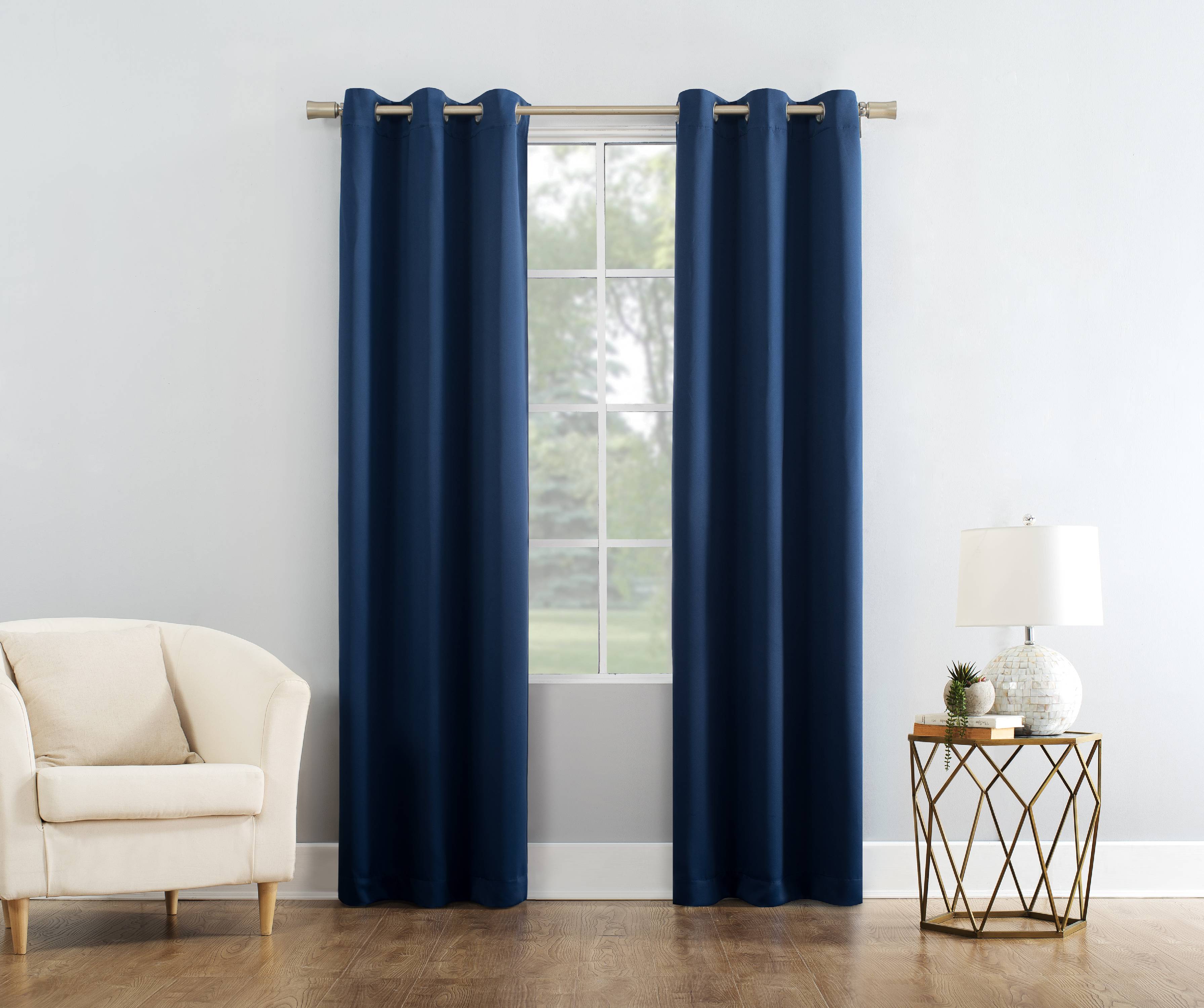 Mainstays Blackout Energy Efficient Grommet Single Curtain Panel, 40"x95", Blue - image 5 of 7