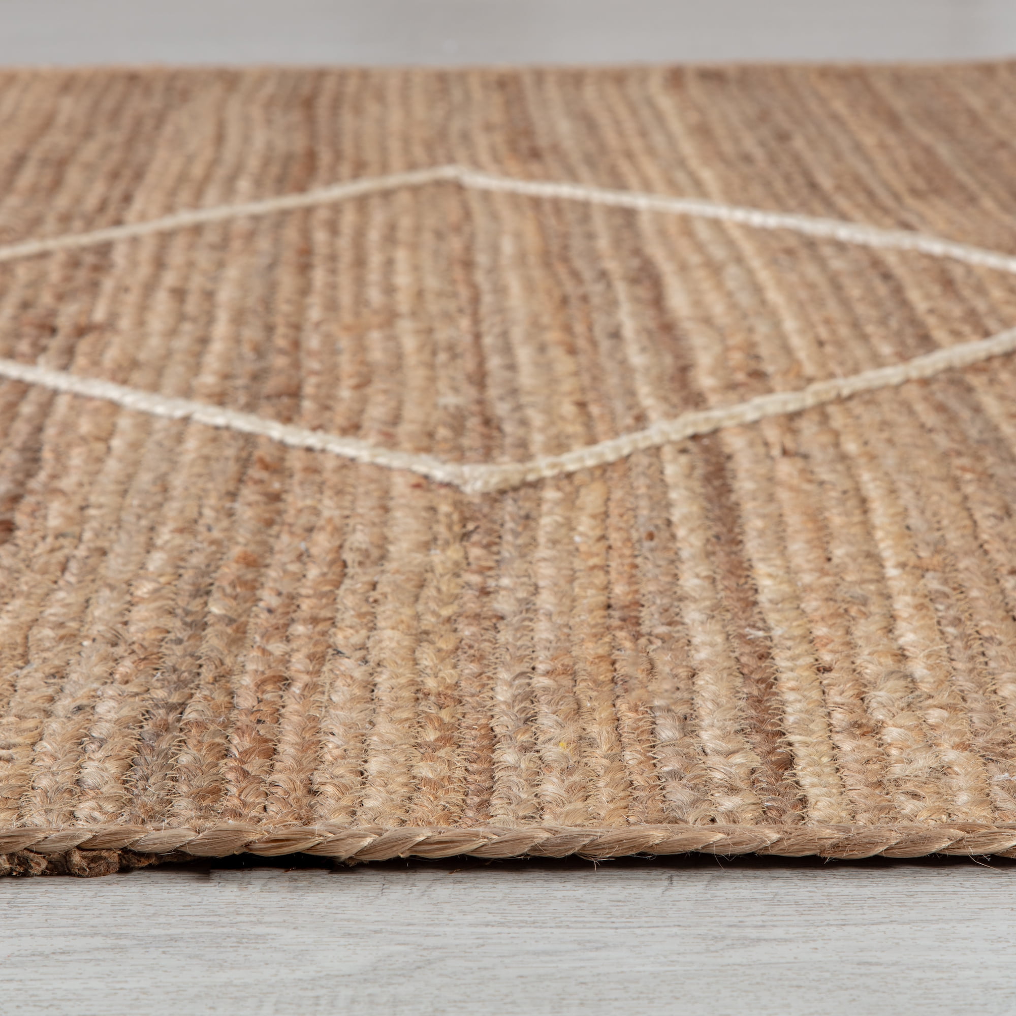 Jani  Anatolian Natural & Ivory Diamond Stripe Braided Area Rug 8' x 10'