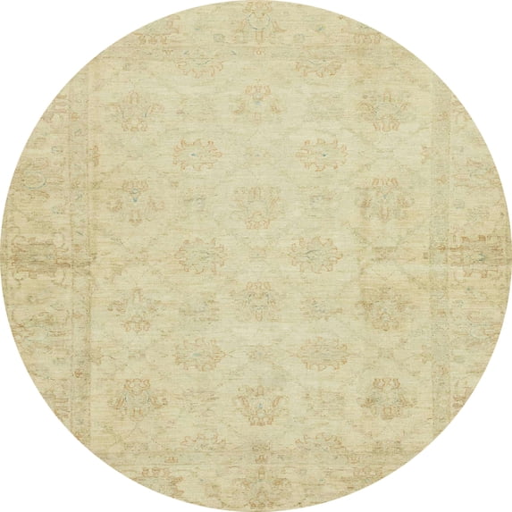 Ahgly Company Indoor Round Abstract Brown Gold Oriental Area Rugs, 3' Round
