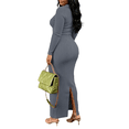 thumbnail image 4 of Dresses For Women Bodycon Maxi Dress Casual Long Sleeve V Neck Long Dresses Sundress Grey S, 4 of 6
