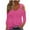 Hot Pink, variant on Cavosen Three Quarter Sleeve Tops for Women V Neck Cold Shoulder 3/4 Sleeve Pullover Tops Solid Color Shirts Dressy Flowy Loose Fit Blouse Eyelet Ring Tees Novelty Green S