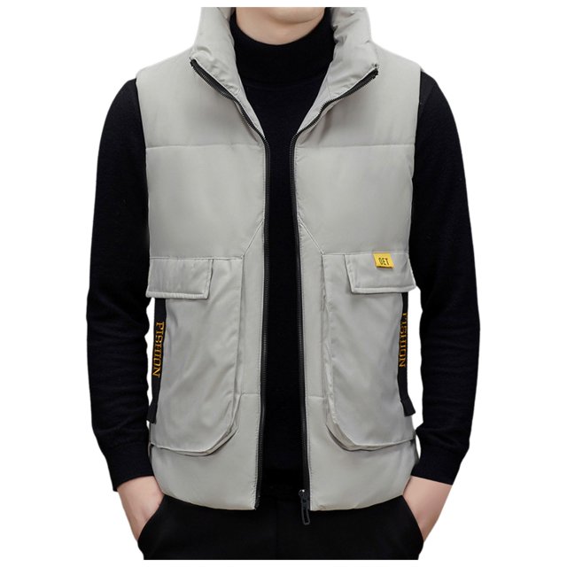 Men's Quilted Zip Front Sleeveless Jacket Lightweight Packable Outdoor Sport Vest For Cold Weather