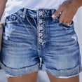 thumbnail image 5 of Tawop Jean Shorts for Women Ripped 4 Pockets Front 5 Buttons Closure Mini Denim Shorts St.Patrick's Day Dark Blue Size 8, 5 of 8
