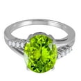 thumbnail image 2 of Mauli Jewels Rings for Women 3.3 Carat Oval Shaped Peridot and Diamond Ring 4-Prong 10K White Gold, 2 of 6