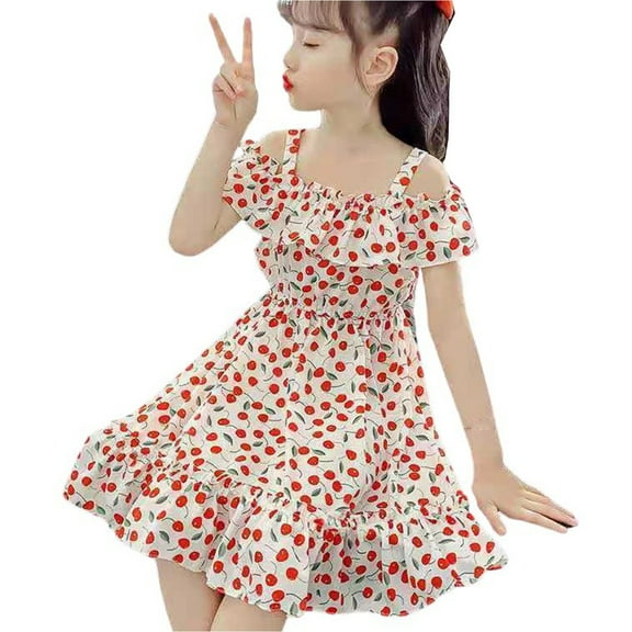 Summer Dress Girls Summer Floral Dress Midi Toddler Dress For Kids Ages 3 12 Summer Outfits Fluffy Hawaiian Dresses