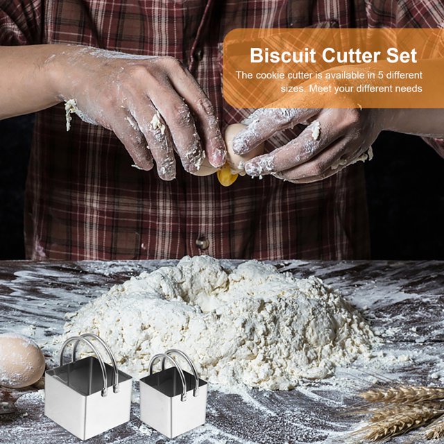 Molde de Cocina Juego de cortadores de galletas, 5 piezas, cortador de galletas cuadrado para hornear con asa