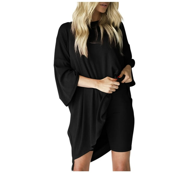 Babysbule Womens Fall Plus Top Sets Outfit Women's Round Neck Long Sleeve Pullover Shirt Tops Pants Trousers Set