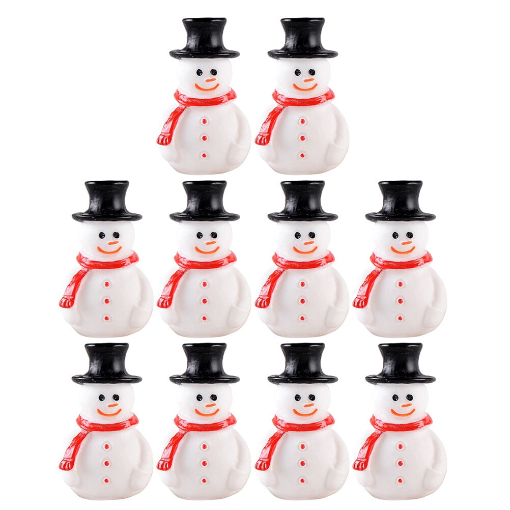 10pcs Mini Accessories Resin Snowman Craft Decorative Miniature Snowman  Christmas Party Supplies Tabletop Mini Figure Miniature Snowman Statue Mini