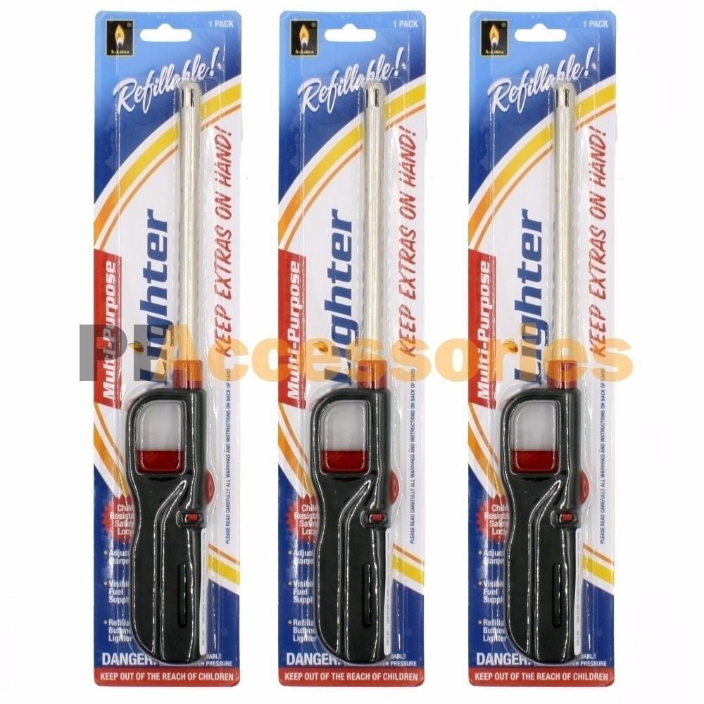 3 Packs Refillable Gas BBQ Lighter for Butane BBQ Kitchen Stove