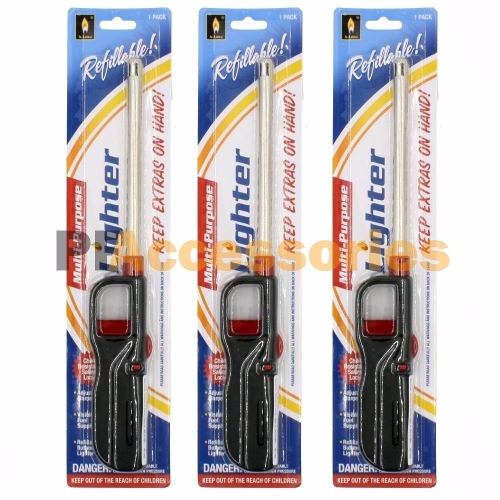 3 Packs Refillable Gas BBQ Lighter for Butane BBQ Kitchen Stove