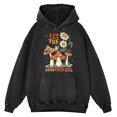 thumbnail image 2 of Sudadera con capucha para hombre estilo hip hop, 100 % algodón, de gran tamaño, holgada, con estampado retro desgastado, Let The Good Times Roll Mushroom Flower, 2 of 5
