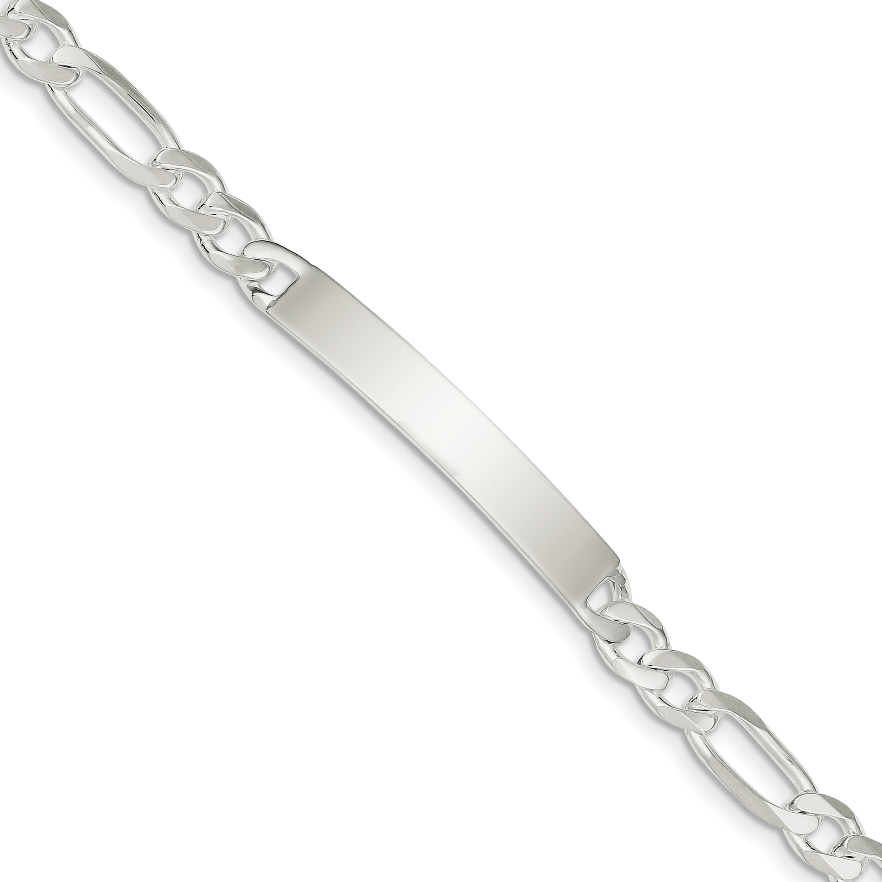 Sterling Silver Figaro ID Bracelet 7 