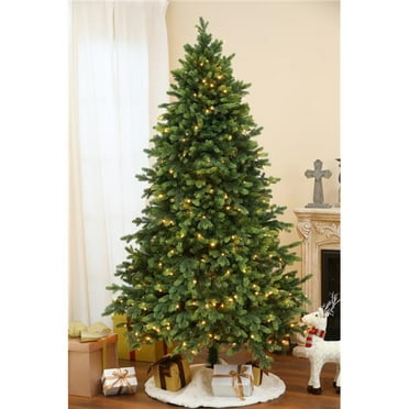 7.5 ft Pre-lit Flocked Slim Northern Fir PE/PVC Tree 400 UL Clear ...