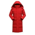 thumbnail image 2 of Wrtxtat Men's Long Winter Coat Warm Heavyweight Top Full Zip Puffer Jacket with Zipper Pockets Solid Color Drawstrings Hooded Outerwear Big and Tall Red XL, 2 of 3