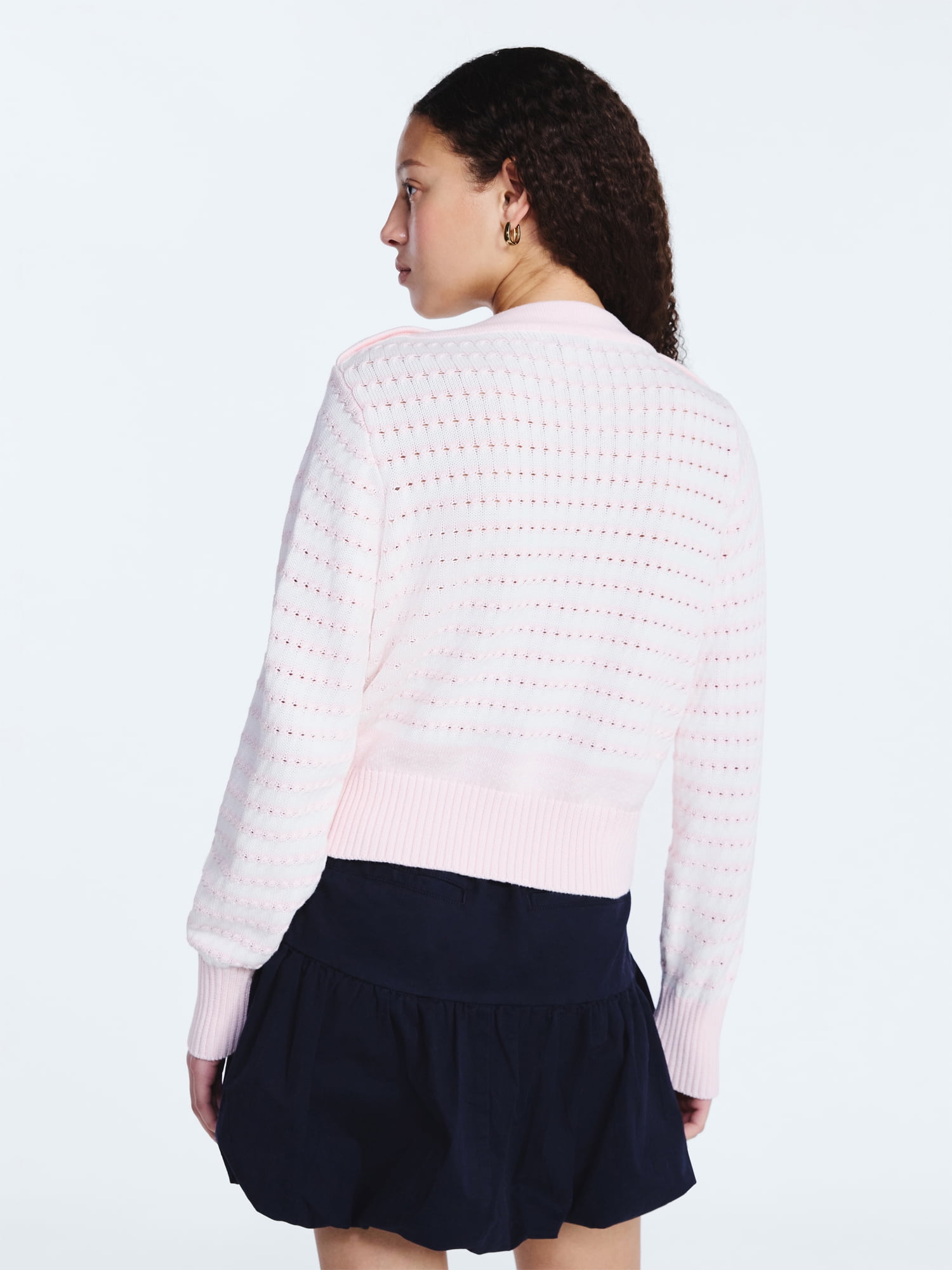Free Assembly Women's Button Shoulder Sweater with Long Sleeves, Sizes XS-XXL