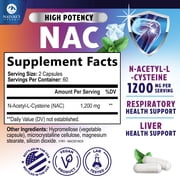 NAC Supplement - 1200mg Per Serving N-Acetyl-L-Cysteine - Free-Form NAC is a Powerful Antioxidant for Daily Immune, Liver & Respiratory Support - Vegan, Gluten Free, Bottled in USA - 120 Capsules