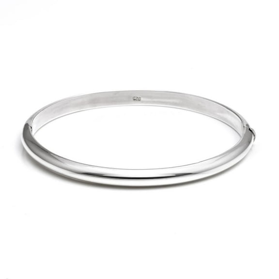 Silverly 5.3 mm Hinged Sterling Silver Bangle - Classic Polished 925 Silver Bracelet - Round Tube Stackable Bangles for Women - Mum Auntie Birthday Gifts - Teenage Girls Bracelets