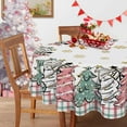 thumbnail image 3 of Christmas Trees Round Tablecloth 60 x 60 Inch, Pink Xmas Snowflakes Buffalo Plaid Check Decorative Table Cloth Dining Table Cover, Winter Holiday Farmhouse Dinner Party Picnic Decoration, 3 of 5