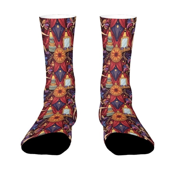 FabriLora Showgirl Stage Pattern Funny Novelty Crew Socks for Women Men Sports