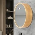 thumbnail image 4 of Bathroom Wall Storage Cabinet, Round Mirror Medicine Cabinet (Log Color), 4 of 18