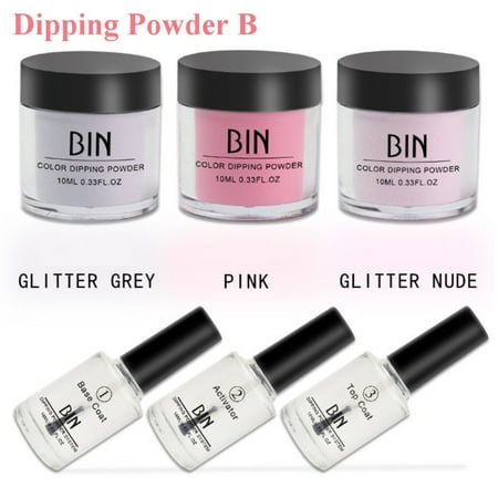 Airbrush Nail Stencil Sets Mancro 6/set Dipping Powder Tool Kits without Cure Dip Powder Nails Healthy Nail Art Dipping Powder Tool ()