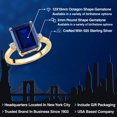 thumbnail image 2 of Gem Stone King 18K Yellow Gold Plated Silver 12X10MM Blue Simulated Sapphire and 2MM White Lab Grown Diamond 3 Stone Engagement Ring for Women | 6.78 Cttw | Gemstone September Birthstone | Size 6, 2 of 6