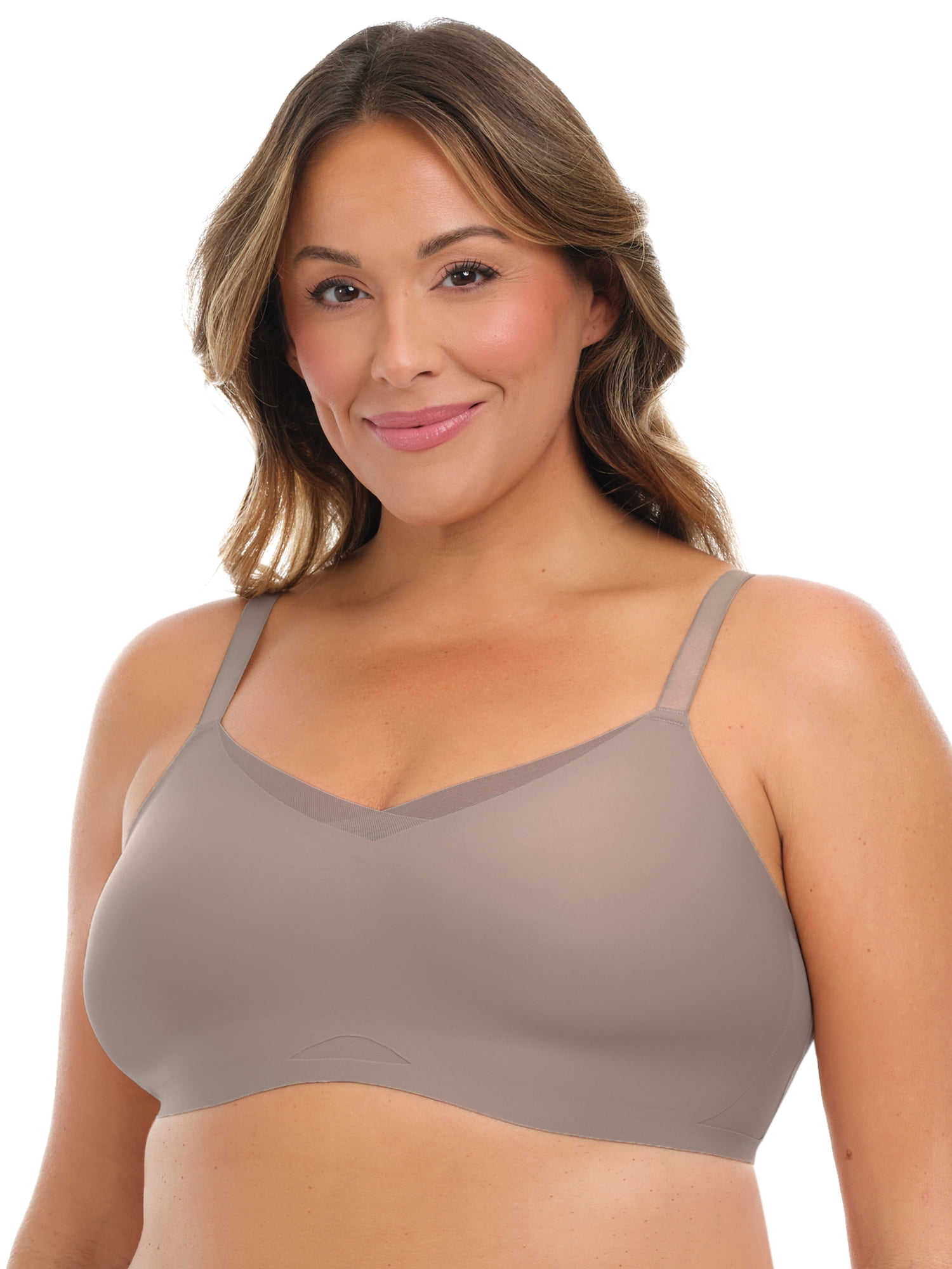 Joyspun Women’s Wireless Bonded Bra with Mesh Inserts, Sizes XS-XXXL