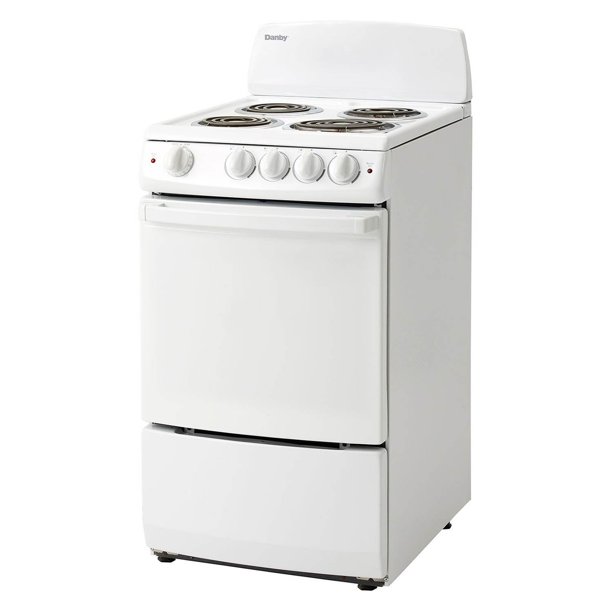 Danby 2.4 Cubic Foot Compact Electric Kitchen Cooktop Stove Range Oven, White