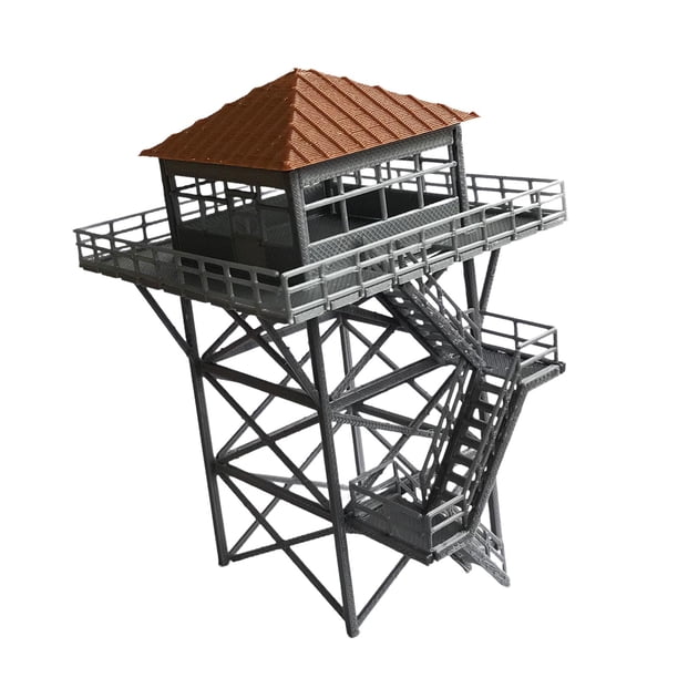 Torre de vigilancia en miniatura a escala 1:64, modelo coleccionable, adorno ferroviario Gris y marrón