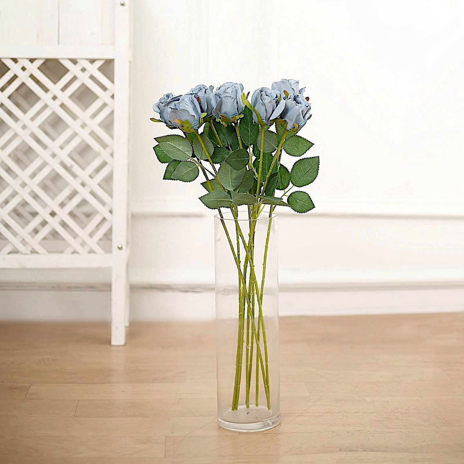 BalsaCircle Dusty Blue 24 Stems 31" Long Silk Roses Artificial Flowers Wedding Party Events Decorations Supplies