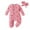 Watermelon Red, variant on Diufon Newborn Baby Girls Bodysuit Long Sleeve Printed Ruffled Footie Romper Cotton Zipper Jumpsuit and Headband