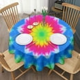thumbnail image 3 of Colorful Tie Dye Lotus Pattern Round Tablecloth 60"x60",Wrinkle Wipeable Table Cloth for Kitchen Dining Room Picnic Patio Party, 3 of 6