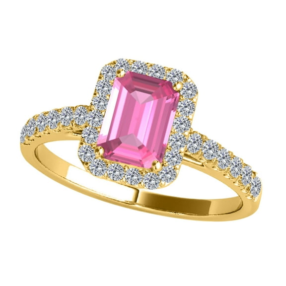 AoneJewelry 1.85 Ct. Pink Topaz 10K Rose, White & Yellow Gold Dimaond Ring