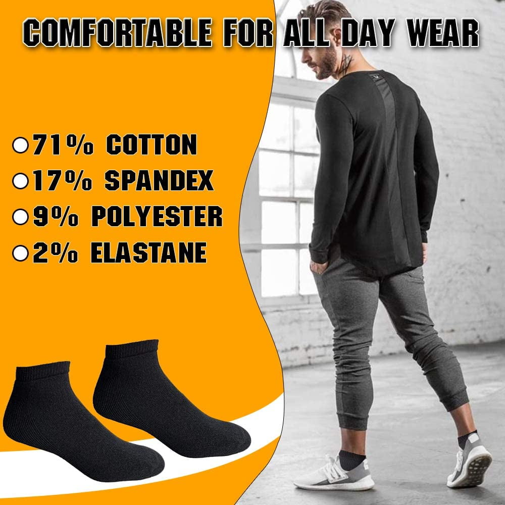 Yacht & Smith Mens Cotton Ankle Socks, Low Cut No Show Athletic Socks (12 Pack E No Show)