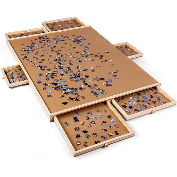 SMOOL 1500 Piece Wooden Jigsaw Puzzle Board, 35" 27" Puzzle Table with
