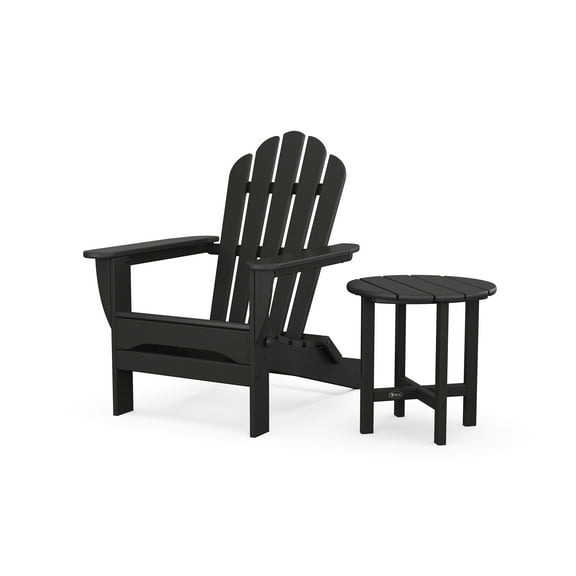 Trex Outdoors Monterey Bay Folding Outdoor Adirondack Chair with Side Table in Charcoal Black