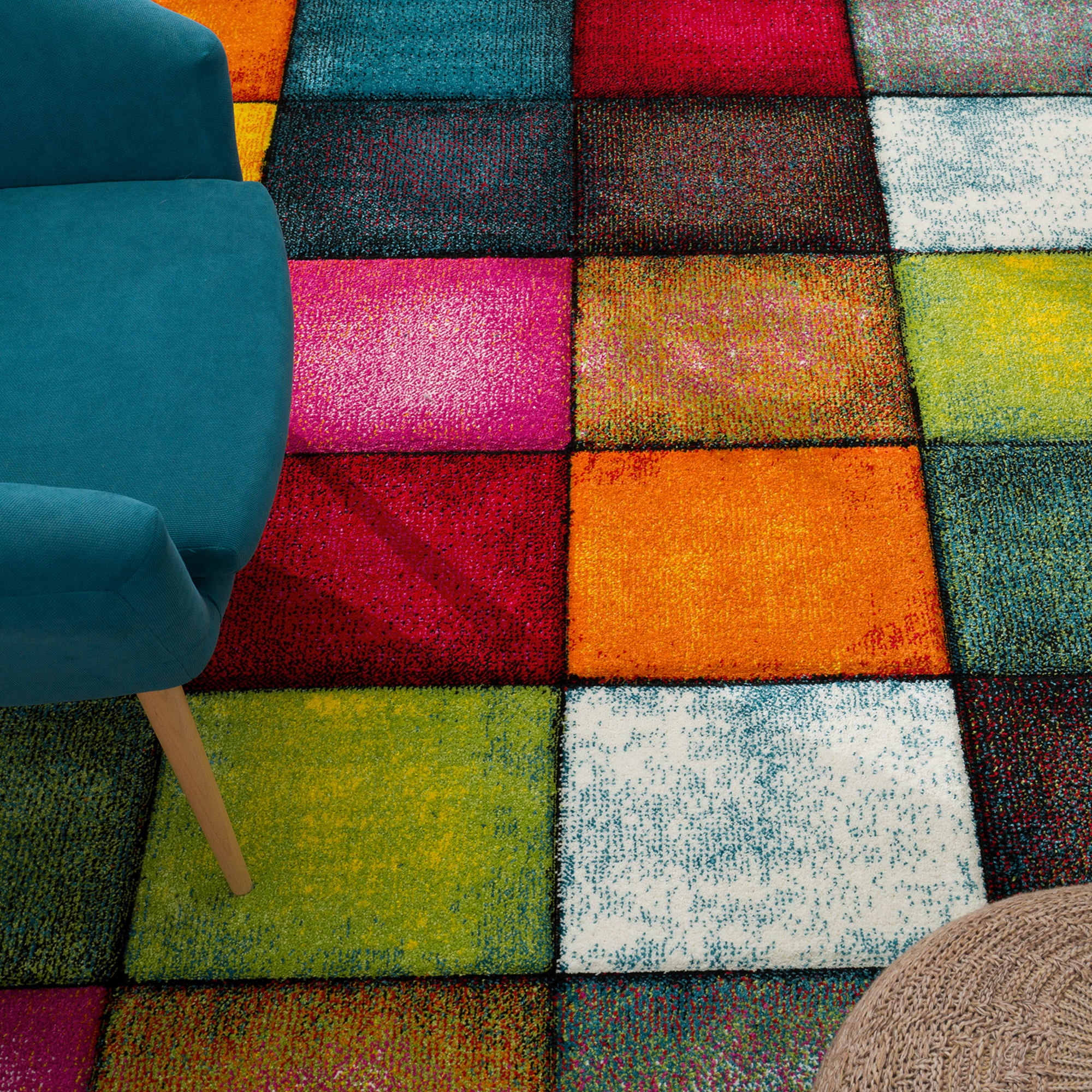 Paco Home Colorful Checkered Area Rug in Multicolor - 6'7" x 9'6" (6'x9')