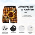 thumbnail image 3 of Naloa Sunflower Gnomes and Bees Print Men Swim Trunks with Compression Liner ,Board Shorts,Men's Swim Shorts with Drawstring and Elastic Waistband-Large, 3 of 6
