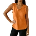 thumbnail image 5 of Warop Woman's Round Neck Tank Top, Sleeveless with Fringe Detail, Cotton Linen Blend Solid Color for Casual Daily Wear, 5 of 9