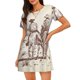 thumbnail image 1 of Fotbe Cowboys Riding Horses Bata de Dormir para Mujer con Estampado, Camisón de Algodón de Manga Corta, Ropa de Dormir Casual, 1 of 6